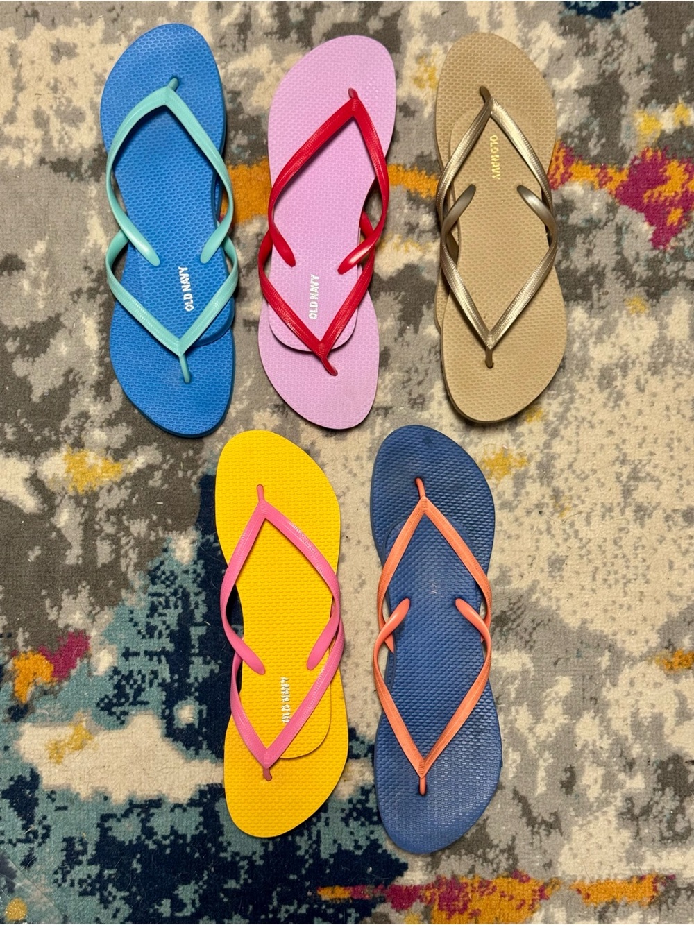 Old Navy Bright Mixed-Color Flip Flop Set